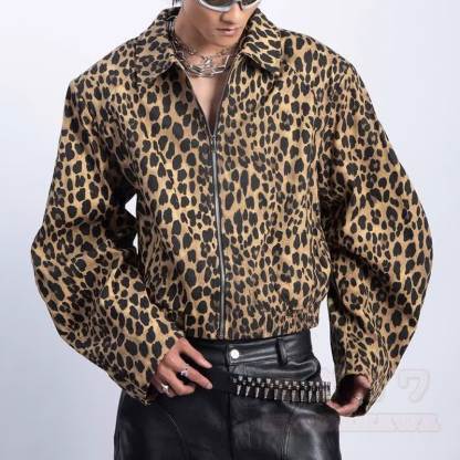 Vintage Leopard Print Loose Zip Up Jacket - image 3