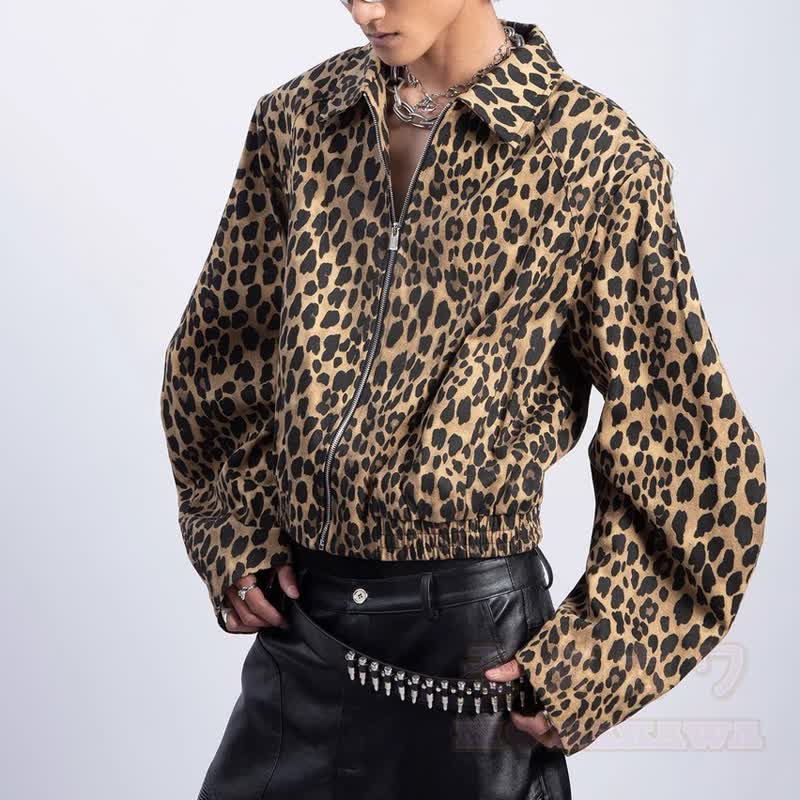 Vintage Leopard Print Loose Zip Up Jacket - image 2