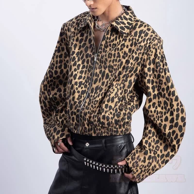 Vintage Leopard Print Loose Zip Up Jacket - image 2