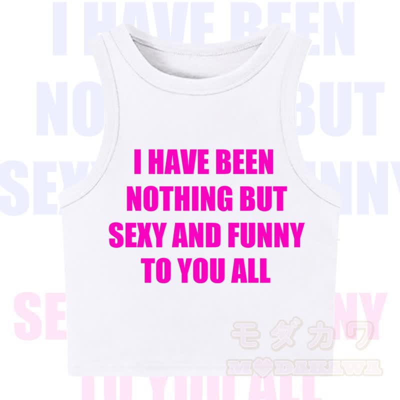 MODAKAWA Letter Print Casual Cropped Tank Top - White - XL - image 2