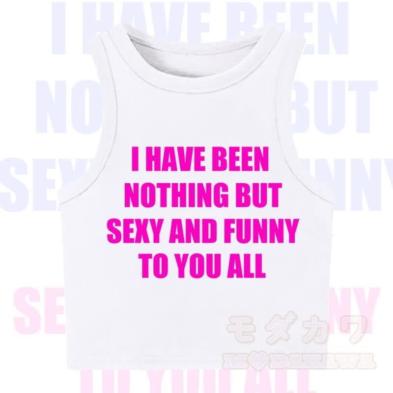 MODAKAWA Letter Print Casual Cropped Tank Top - White - XL - image 2