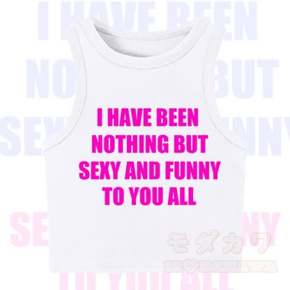 MODAKAWA Letter Print Casual Cropped Tank Top - White - XL - image 2