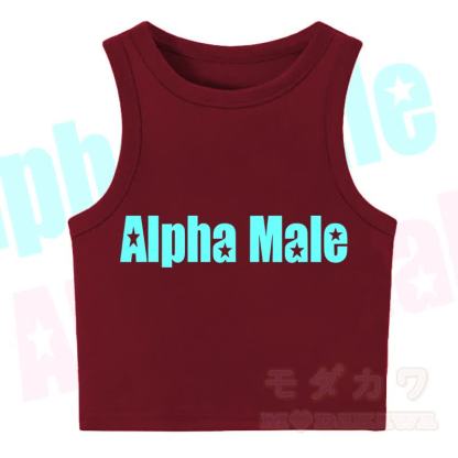 MODAKAWA ALPHA MALE Star Print Casual Cropped Tank Top - Brown - XL - image 2