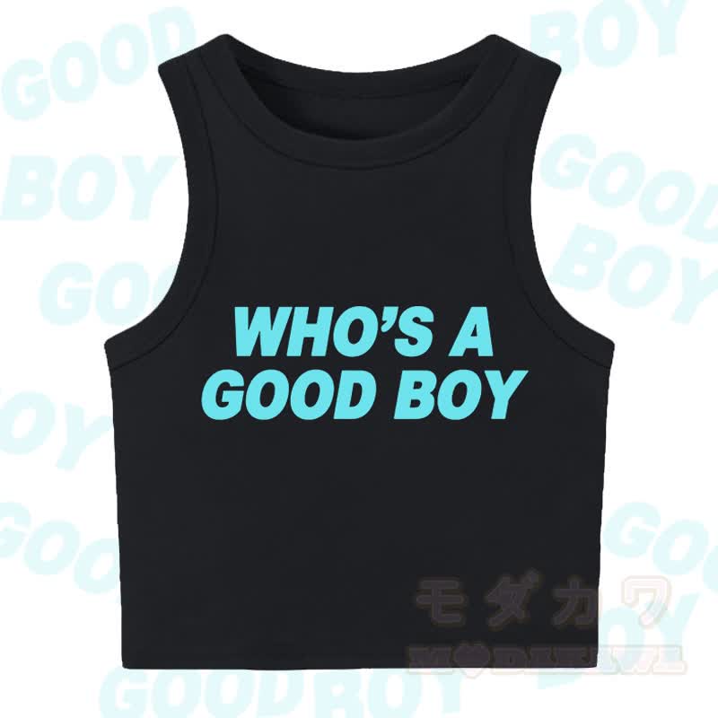 MODAKAWA WHO'S A GOOD BOY Casual Cropped Tank Top - Black A - XL - image 4