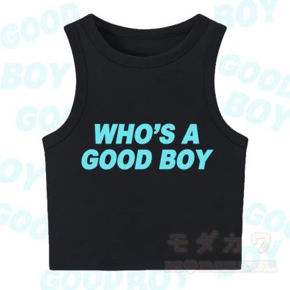 MODAKAWA WHO'S A GOOD BOY Casual Cropped Tank Top - Black A - XL - image 4