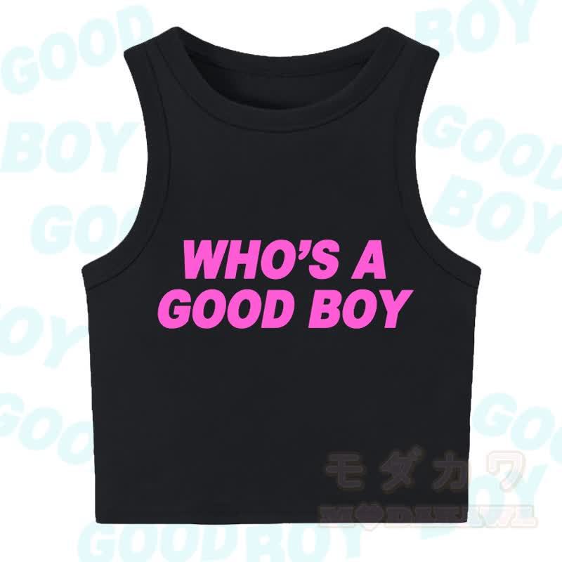 MODAKAWA WHO'S A GOOD BOY Casual Cropped Tank Top - Black B - XL - image 5