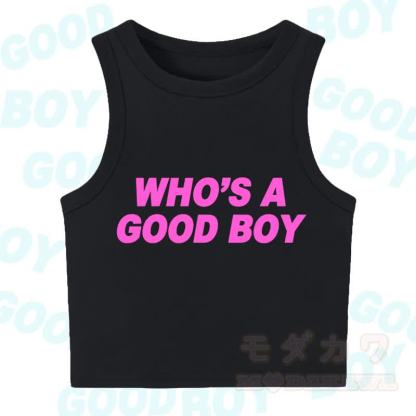 MODAKAWA WHO'S A GOOD BOY Casual Cropped Tank Top - Black B - XL - image 5