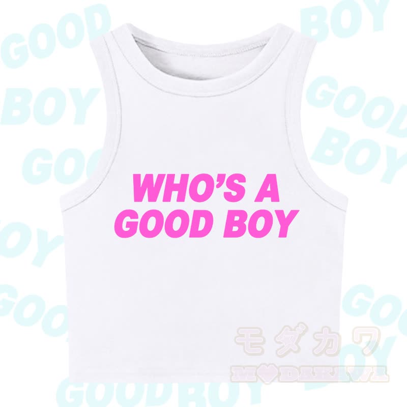 MODAKAWA WHO'S A GOOD BOY Casual Cropped Tank Top - White - XL - image 7