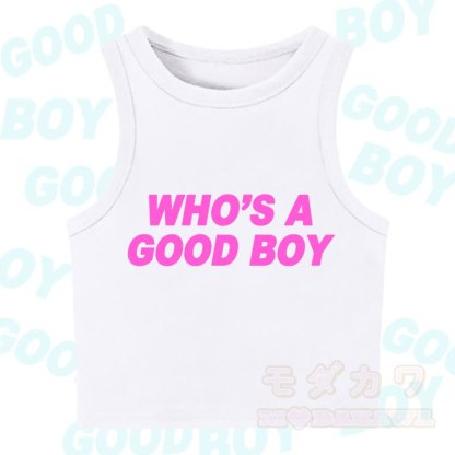 MODAKAWA WHO'S A GOOD BOY Casual Cropped Tank Top - White - XL - image 7