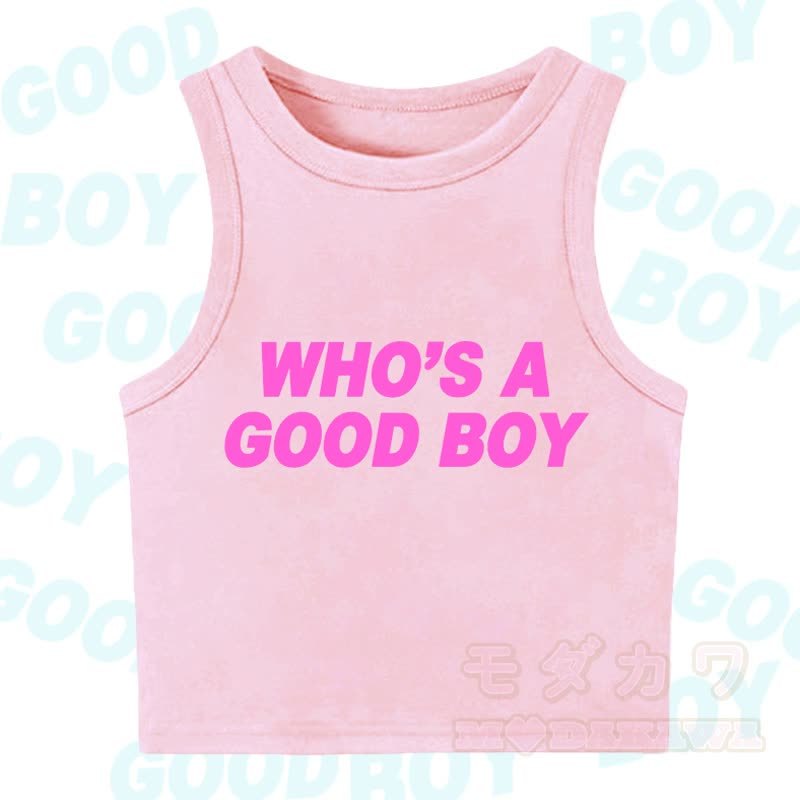 MODAKAWA WHO'S A GOOD BOY Casual Cropped Tank Top - Light Pink - XL - image 9