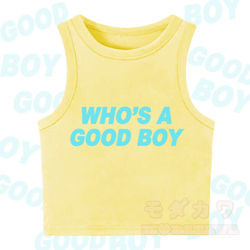 MODAKAWA WHO'S A GOOD BOY Casual Cropped Tank Top - Yellow A - XL - image 2