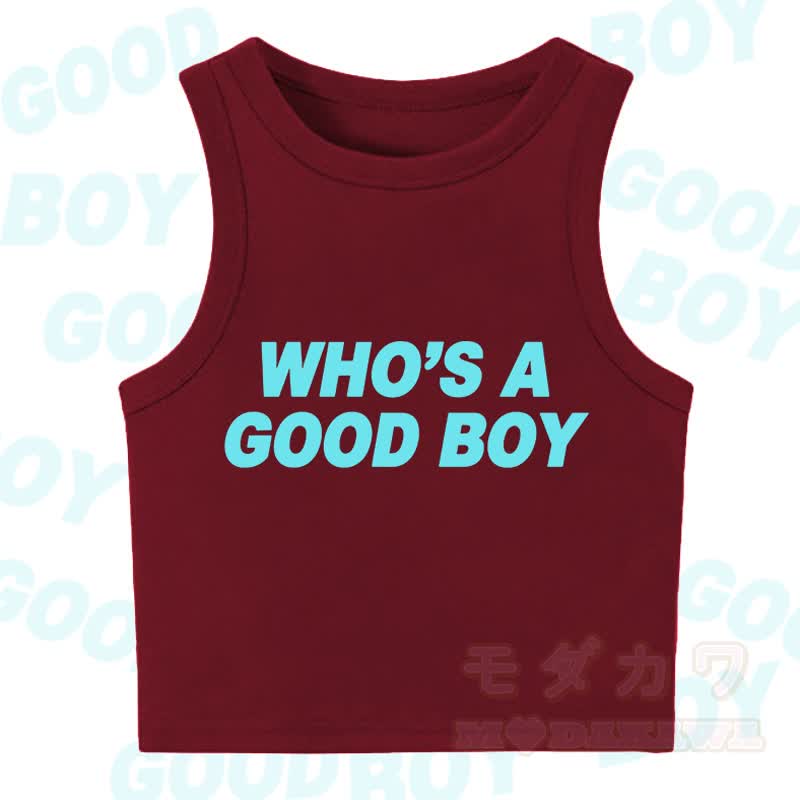 MODAKAWA WHO'S A GOOD BOY Casual Cropped Tank Top - Brown - XL - image 6