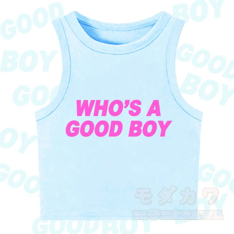 MODAKAWA WHO'S A GOOD BOY Casual Cropped Tank Top - Blue - XL - image 10