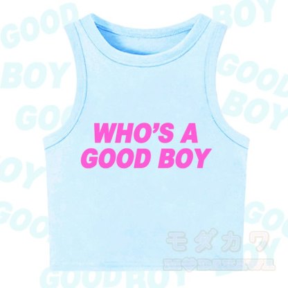 MODAKAWA WHO'S A GOOD BOY Casual Cropped Tank Top - Blue - XL - image 10