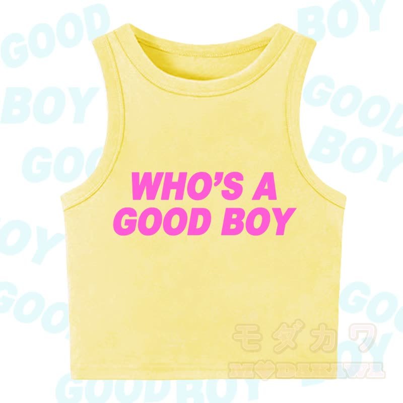 MODAKAWA WHO'S A GOOD BOY Casual Cropped Tank Top - Yellow B - XL - image 3
