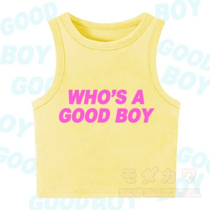 MODAKAWA WHO'S A GOOD BOY Casual Cropped Tank Top - Yellow B - XL - image 3