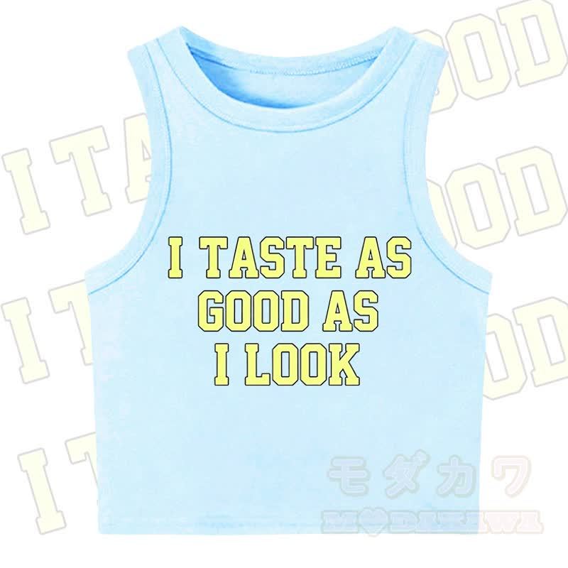 MODAKAWA I TASTE AS GOOD AS I LOOK Casual Cropped Tank Top - Blue - XL - image 8