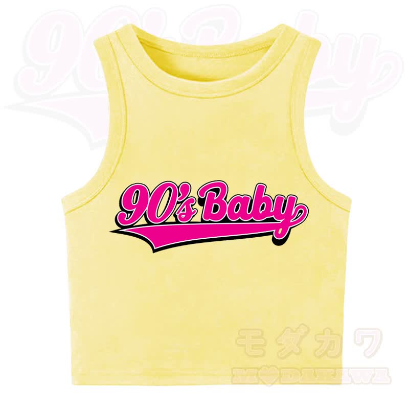 MODAKAWA 90'S BABY Casual Cropped Tank Top - Yellow - XL - image 3