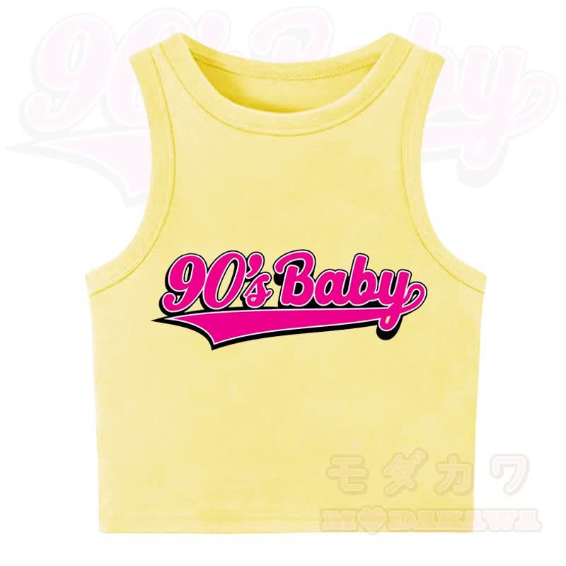 MODAKAWA 90'S BABY Casual Cropped Tank Top - Yellow - XL - image 3
