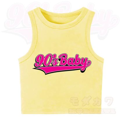 MODAKAWA 90'S BABY Casual Cropped Tank Top - Yellow - XL - image 3