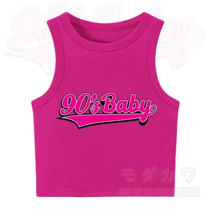 MODAKAWA 90'S BABY Casual Cropped Tank Top - Dark Pink - XL - image 2