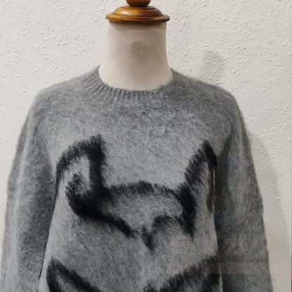 Vintage Casual Dog Pattern Loose Drop Shoulder Knit Sweater - image 6