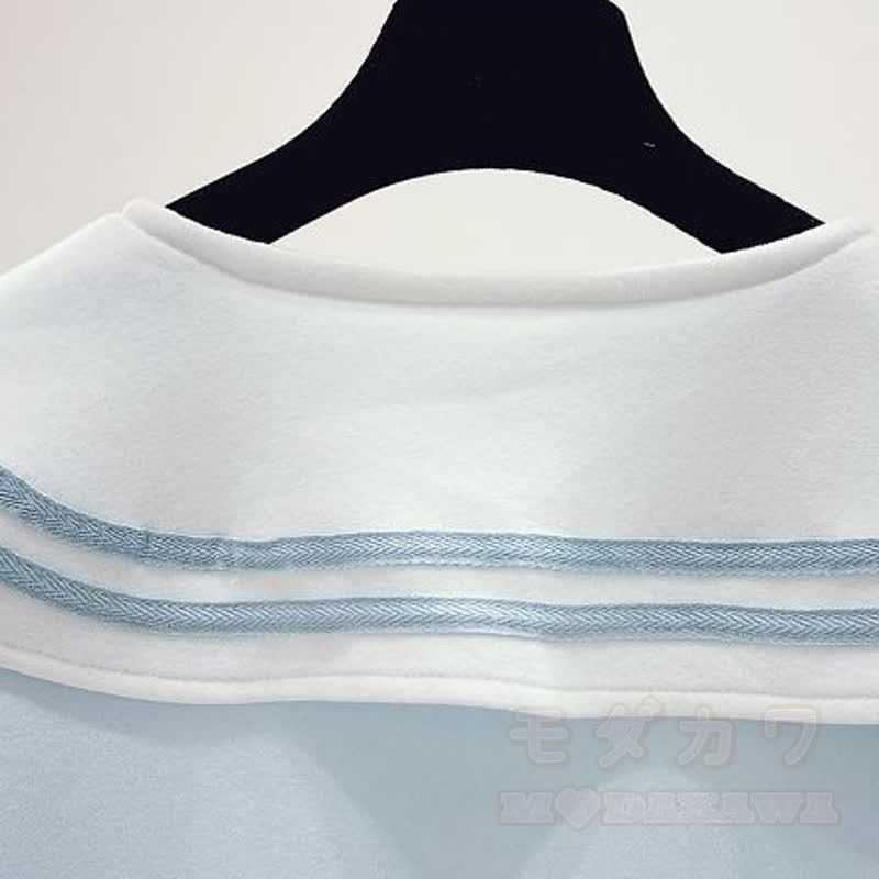 College Style Sailor Collar Sweatshirt Ruffled Tiered Skirt Two Pieces Set - image 8