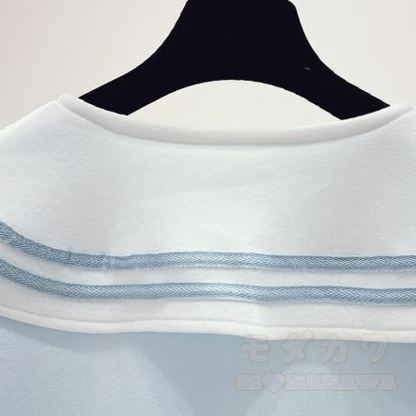 College Style Sailor Collar Sweatshirt Ruffled Tiered Skirt Two Pieces Set - image 8