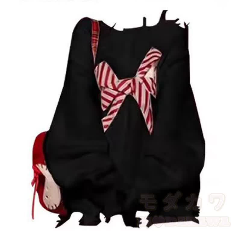 Sweet Bow Knit Sweater Lace‑Up Sleeveless Cami Dress Two Pieces Set  - Black Top - 3XL - image 4