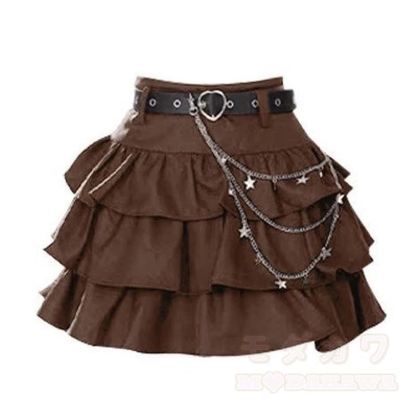 Preppy Knit Vest Long Sleeve Blouse Tiered Skirt Three Pieces Set - Skirt - XL - image 3