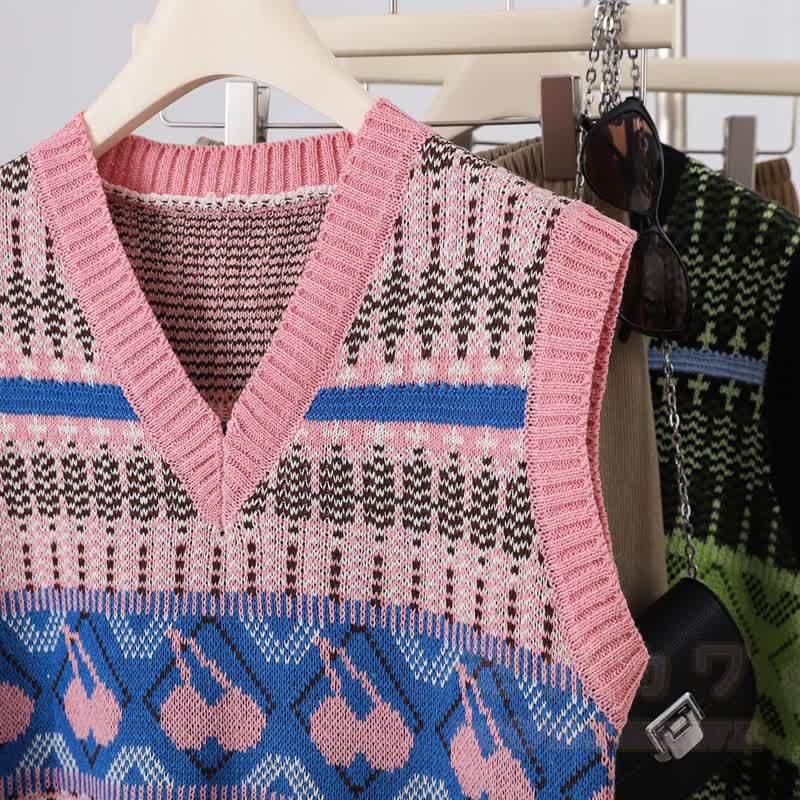 Preppy Knit Vest Polo Collar Shirt High Waist Pants Three Pieces Set - image 3
