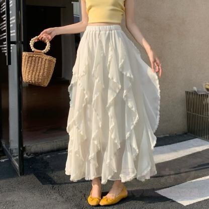 Vintage Letter Print Sweatshirt Ruffled Hem Skirt Two Pieces Set - Skirt - XL - image 3