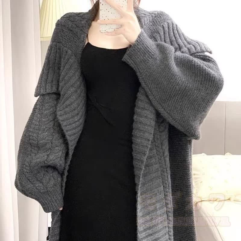 Vintage Loose Long Knit Cardigan Wide Leg Jeans Three Pieces Set - image 2