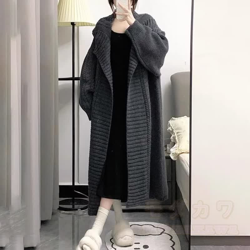 Vintage Loose Long Knit Cardigan Wide Leg Jeans Three Pieces Set - image 4