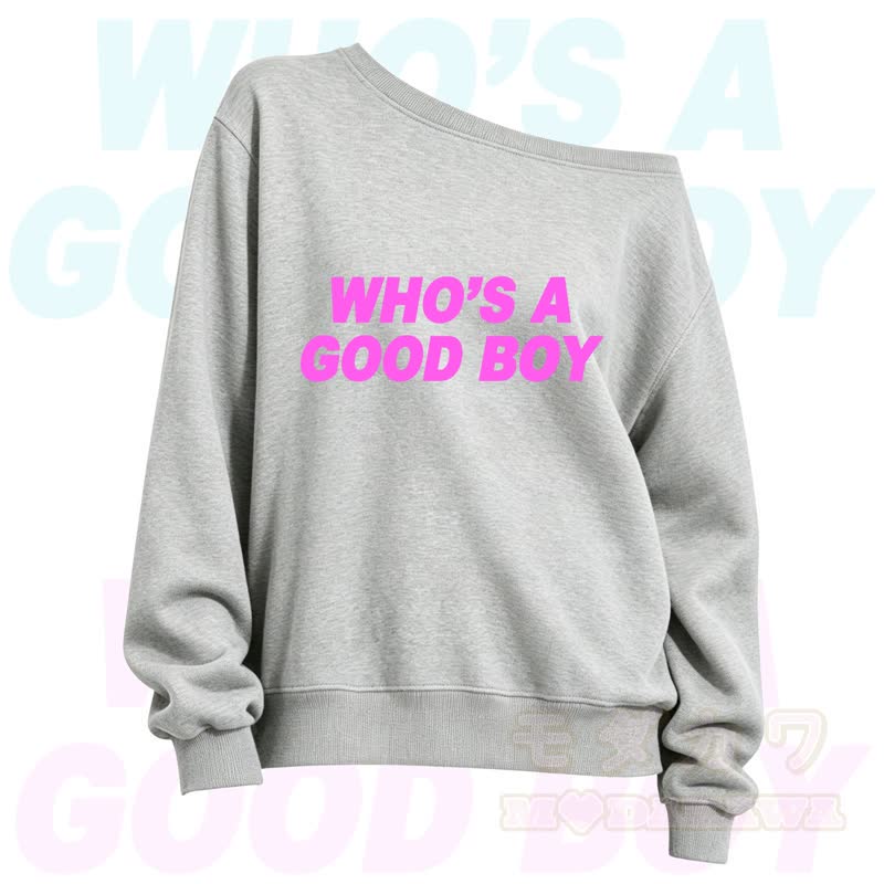 MMODAKAWA Who's A Good Boy Slant Shoulder Long Sleeve Sweatshirt - Grey - 3XL - image 8