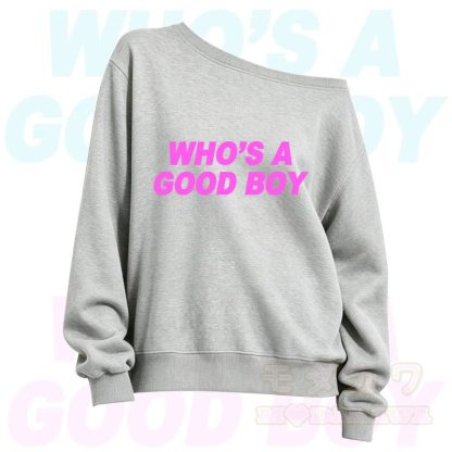 MMODAKAWA Who's A Good Boy Slant Shoulder Long Sleeve Sweatshirt - Grey - 3XL - image 8