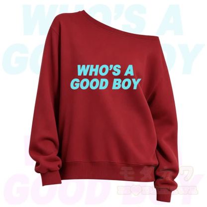MMODAKAWA Who's A Good Boy Slant Shoulder Long Sleeve Sweatshirt - Red - 3XL - image 7