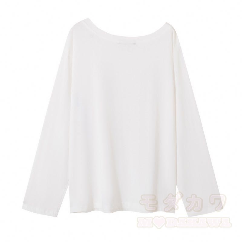 Vintage Cat Print Off Shoulder Long Sleeve Top Cargo Pants Two Pieces Set - image 4