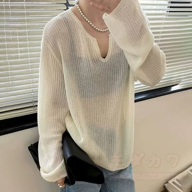 Vintage Knit Long Sleeve Top Heart Floral Embroidery Jeans Two Pieces Set - White Top - 3XL - image 5