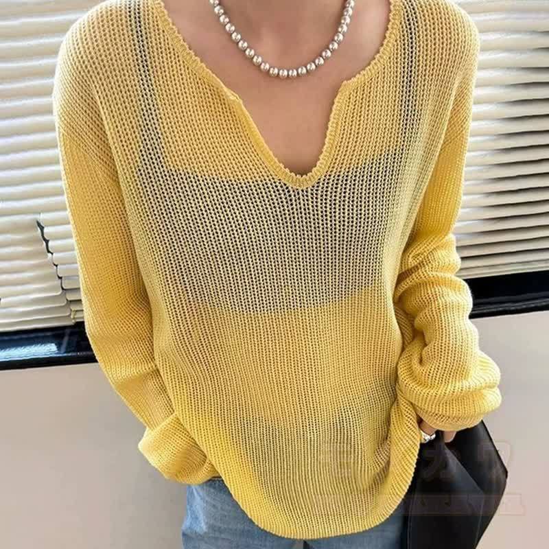Vintage Knit Long Sleeve Top Heart Floral Embroidery Jeans Two Pieces Set - Yellow Top - 3XL - image 3