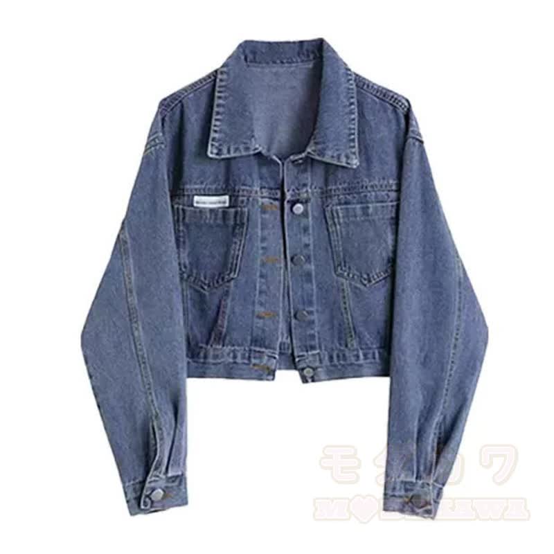 Vintage Cropped Denim Jacket Ruffle Chiffon Cami Dress Two Pieces Set  - Coat - 4XL - image 3