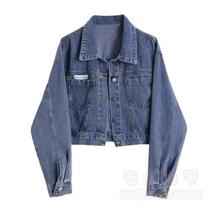 Vintage Cropped Denim Jacket Ruffle Chiffon Cami Dress Two Pieces Set  - Coat - 4XL - image 3