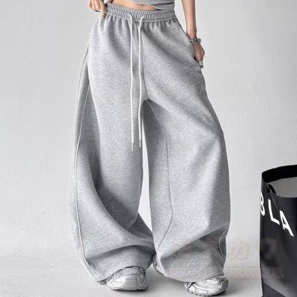 Y2K Horse Print Off‑Shoulder Sweatshirt Drawstring Pants Two Pieces Set - Grey Pants - 3XL - image 10
