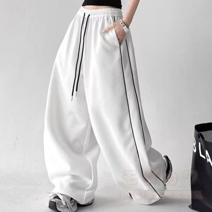 Y2K Horse Print Off‑Shoulder Sweatshirt Drawstring Pants Two Pieces Set - White Pants - 3XL - image 3