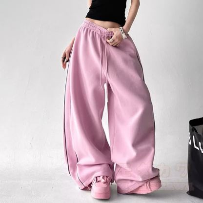 Y2K Horse Print Off‑Shoulder Sweatshirt Drawstring Pants Two Pieces Set - Pink Pants - 3XL - image 7