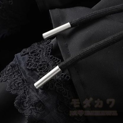 Y2K Punk Cropped Hoodie Lace Ruffle Layered Pants Two Pieces Set - image 7