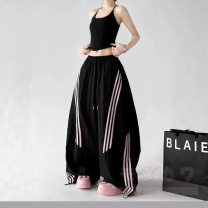 Goat Print Cropped Hoodie Striped Wide‑Leg Pants Two Pieces Set - image 3