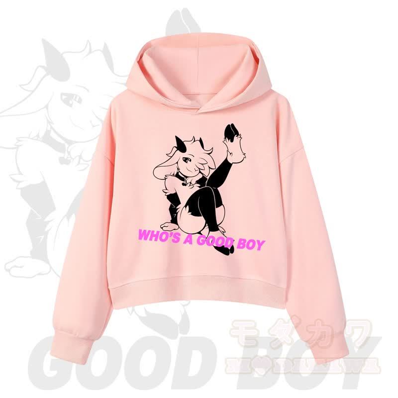 Goat Print Cropped Hoodie Striped Wide‑Leg Pants Two Pieces Set - Top - 3XL - image 2