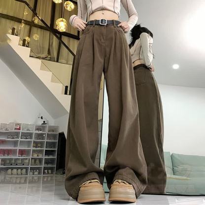 Vintage Dog Embroidery Knit Sweater Wide Leg Pants Two Pieces Set - Pants (Without Belt) - 3XL - image 3