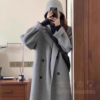 Vintage Long Loose Double‑Breasted Outerwear And Dress Two Pieces Set  - Coat - XL - image 2